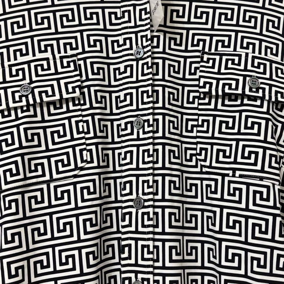 NWT Women's J. McLaughlin Belted Shirt Button Down Dress Black & White XL - Picture 4 of 8